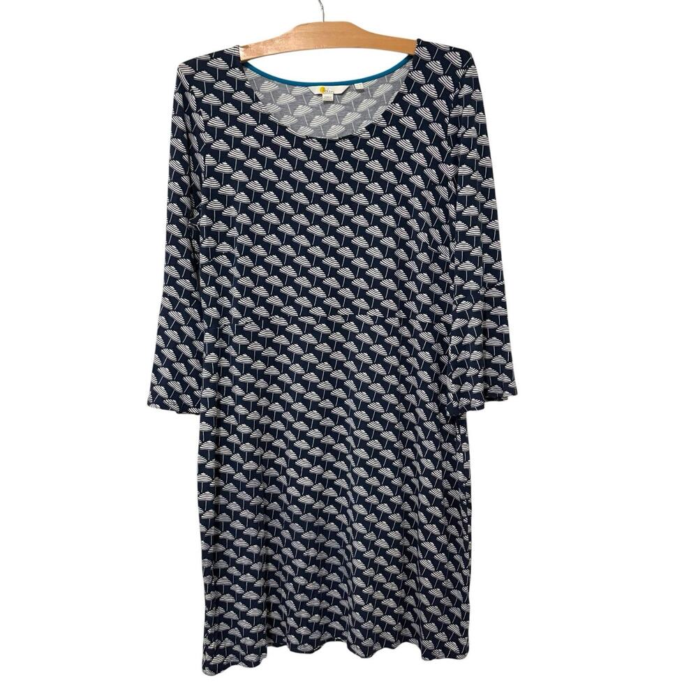 Boden | Jersey Dress 3/4 Length Bell Sleeve Navy Stretch Umbrella- Size 14 L